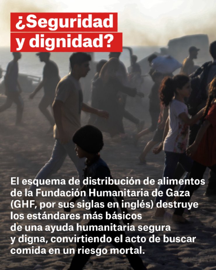 MSF_Espana's tweet image. 🟥 Por si no había quedado claro que los puntos de distribución de alimentos de la Fundación Humanitaria de Gaza no son ayuda, sino una masacre orquestada, hacemos una comparativa directa entre los estándares más básicos de lo que verdaderamente es ayuda humanitaria: