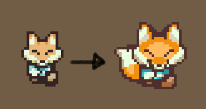 Hello, everyone! I've updated my fox's sprite to his new resolution! I'm excited about the game's resolution bump; I'll be able to make him and his animations a lot more expressive now! What do you think? ^^