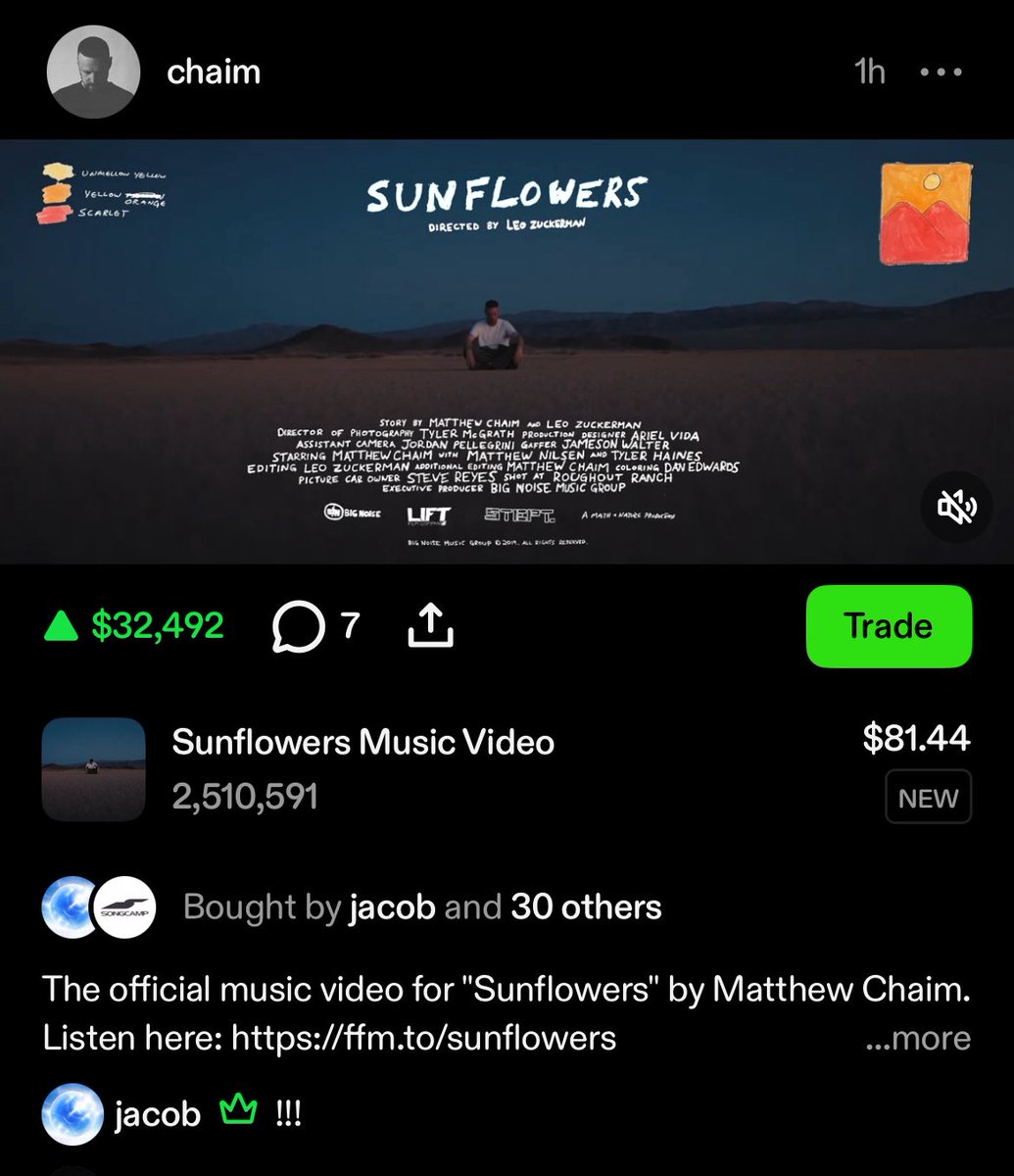 matthewchaim's tweet image. Sunflowers music video getting some healthy action on zora 🙏