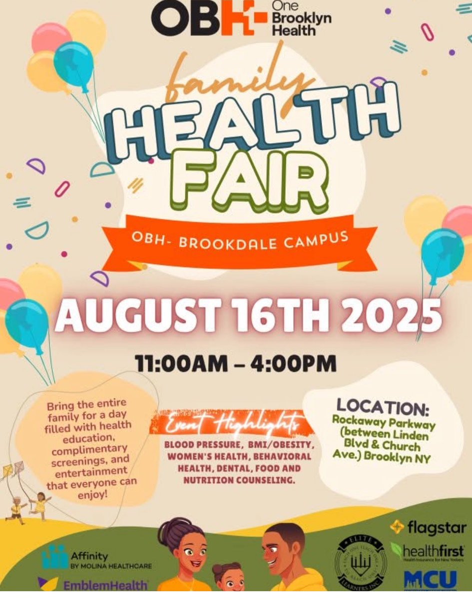 One Brooklyn Health is hosting a big Health Fair beginning at 11 am on Saturday. See the flyer for details: