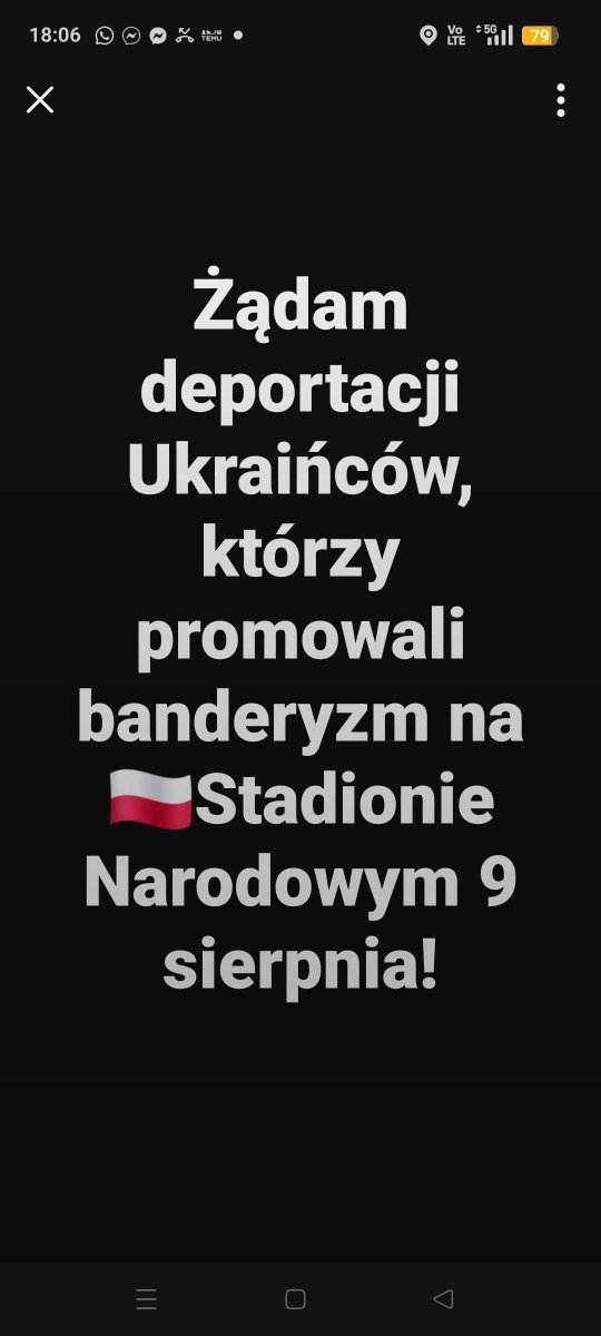 ewale21's tweet photo. @MurzynfrogXXX Żądamy deportacji ukrainców którzy promowali faszyzm i nazizm banderowski UPA morderców i ludobójców z ukrainy na stadionie narodowym w Warszawie i w ochydny sposób haniebny lżyli z Polaków! https://t.co/lfdMtkTiLl