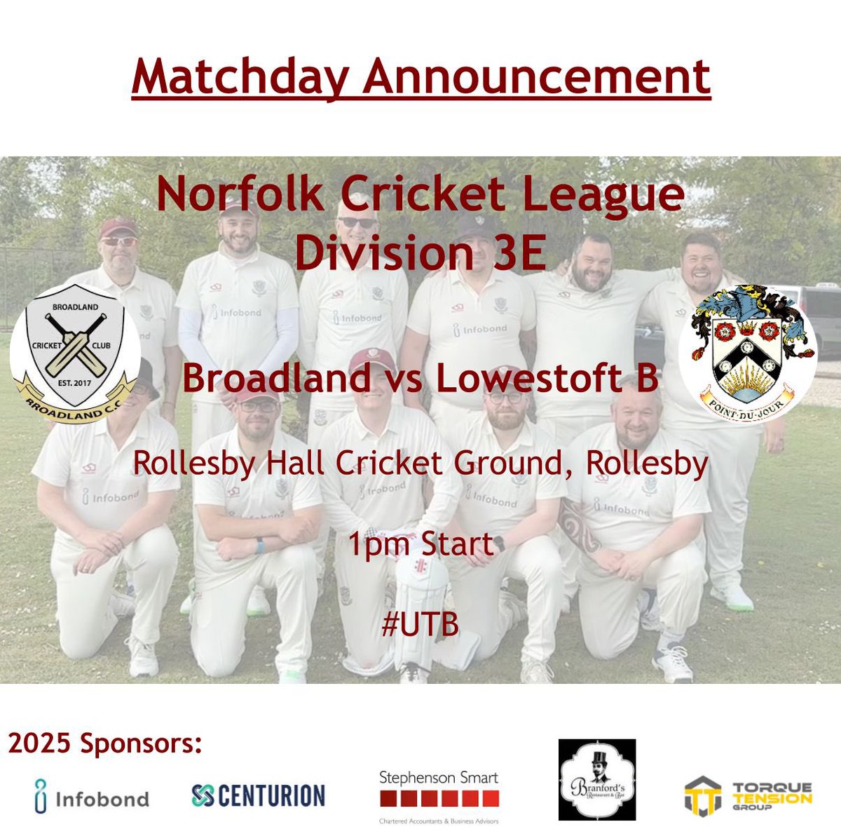 Broadland CC (@broadland_cc) on Twitter photo MATCH DAY 16!!
At home this week hoping to maintain that winning feeling! We face off against Lowestoft B!
Our fixture is sponsored by club friend <a href="/YYGeneral/">Ray Clarke</a> Ray Clarke.
Come on down to the RHCG to cheer us on!
#upthebroadland MATCH DAY 16!!
At home this week hoping to maintain that winning feeling! We face off against Lowestoft B!
Our fixture is sponsored by club friend <a href="/YYGeneral/">Ray Clarke</a> Ray Clarke.
Come on down to the RHCG to cheer us on!
#upthebroadland