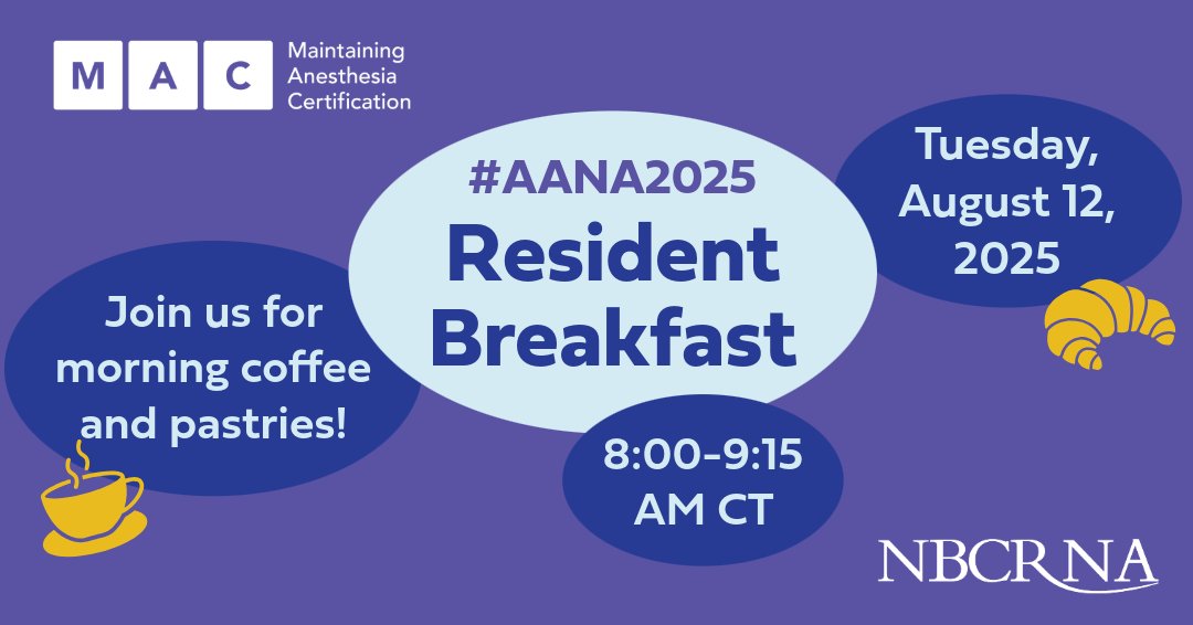 The NBCRNA is thrilled to once again sponsor and host the student breakfast on Tuesday, August 12. We are looking forward to meeting with future nurse anesthetists and partnering with them as they become CRNAs. <a href="/aanacrna/">AANA</a> #AANA2025