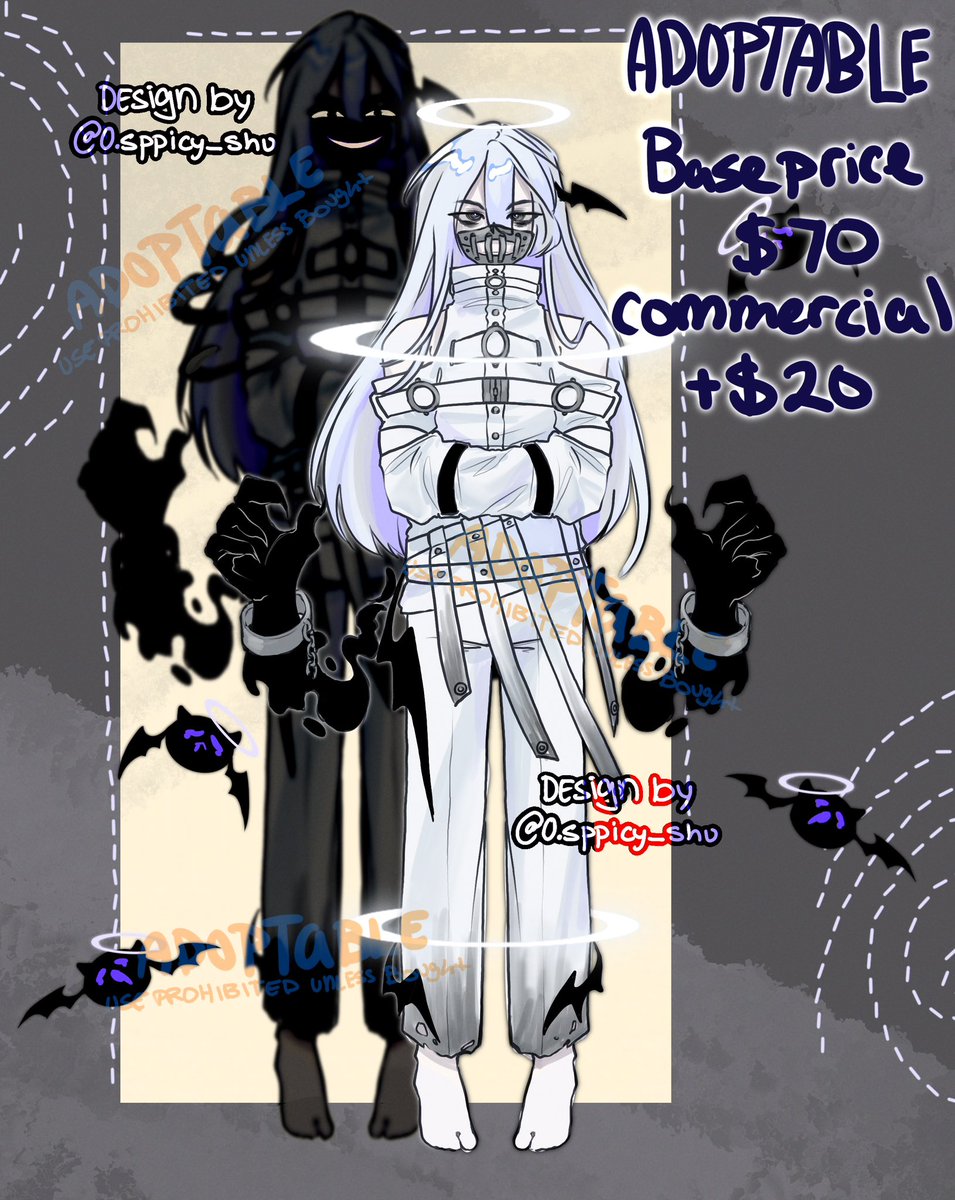 0Sppicy_Shu's tweet image. New adoptable coming out early for the spooky season. 

🦇commercial price $90
⛓️‍💥must have PayPal
🔪DM me if you want to buy

#ADOPTABLE #OCADOPTABLE #CHARACTERDESIGN