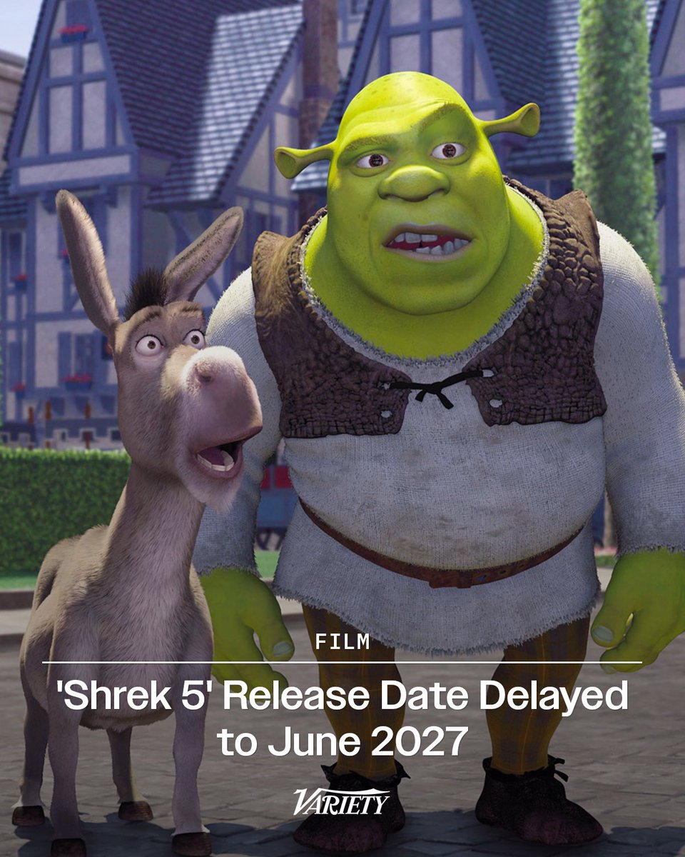 Universal and DreamWorks Animation have pushed the 5th #Shrek movie from Dec. 23, 2026 to June 30, 2027.

Mike Myers, Eddie Murphy and Cameron Diaz will reprise their iconic roles as Shrek, Donkey and Fiona, with #Zendaya also joining the cast.

wp.me/pc8uak-1lGaIP