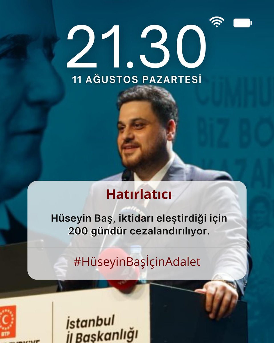 Adalet mülkün temelidir!
Temel sarsılırsa, herkes altında kalır.
#HüseyinBaşiçinadalet