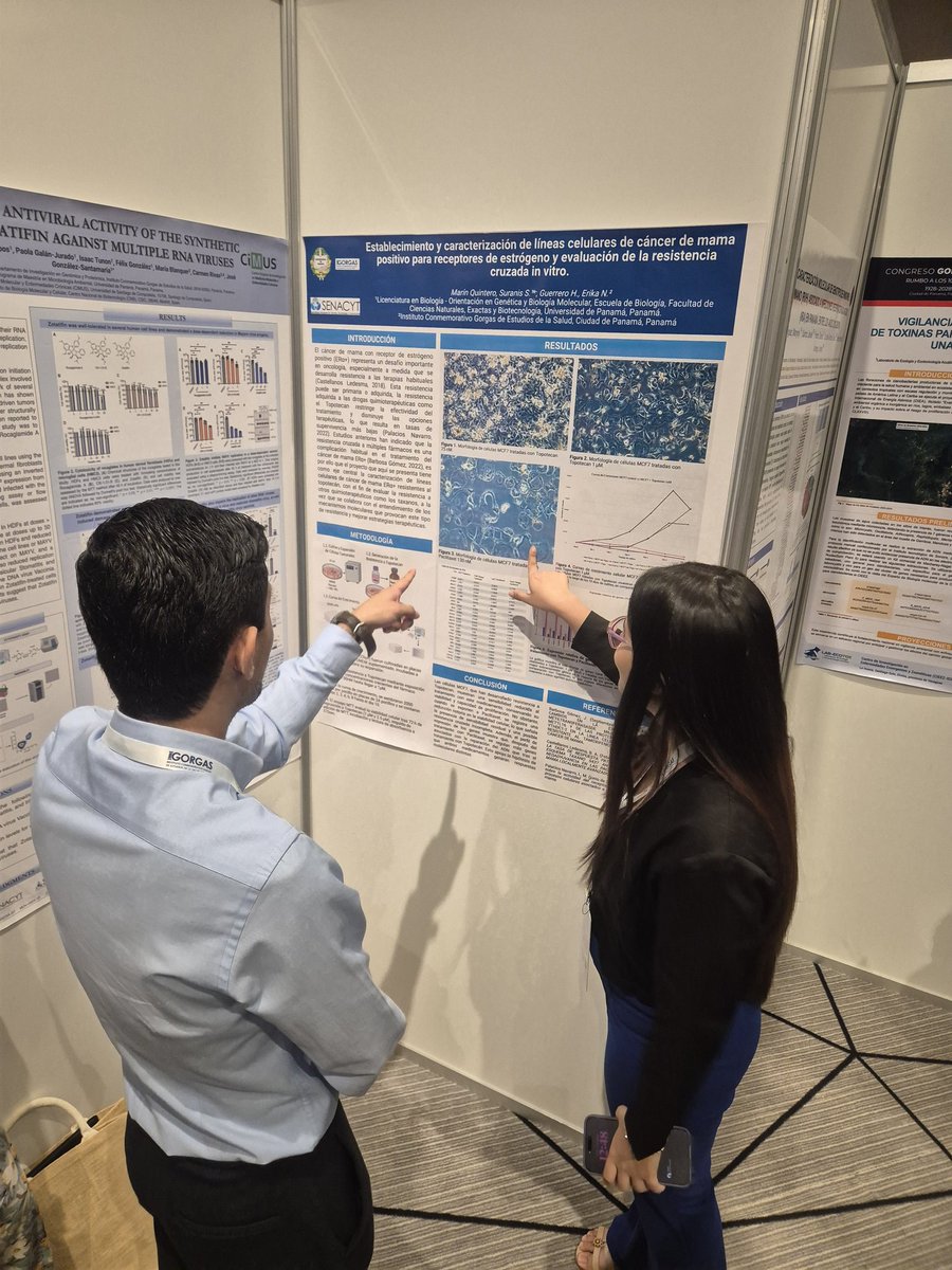 Presentación en el #congresoGorgas25 de Suranis Marin, miembro del equipo investigador del Guerrero Research Lab! Suranis realiza estudios en cáncer de mama HER2+.