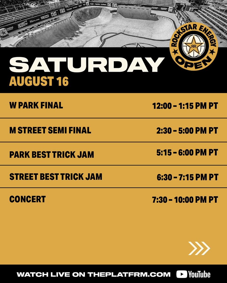 the_platfrm's tweet image. The 2025 @rockstarenergy Open schedule is live! Save this post and don’t miss an event. It’s all going down this weekend at Waterfront Park in Portland, Oregon! ⭐️ #RockstarEnergy #Platfrm