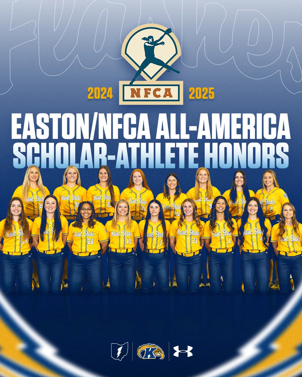 KentStSoftball's tweet photo. Hard work on the diamond and in the classroom! Kent State Softball has picked up Easton/NFCA All-America Scholar-Athlete Honors for the 2024-2025 Season.📚

📰https://t.co/SjyuBuZlES

#KentTOUGH | #GoFlashes⚡️ https://t.co/i1mAKyk36y