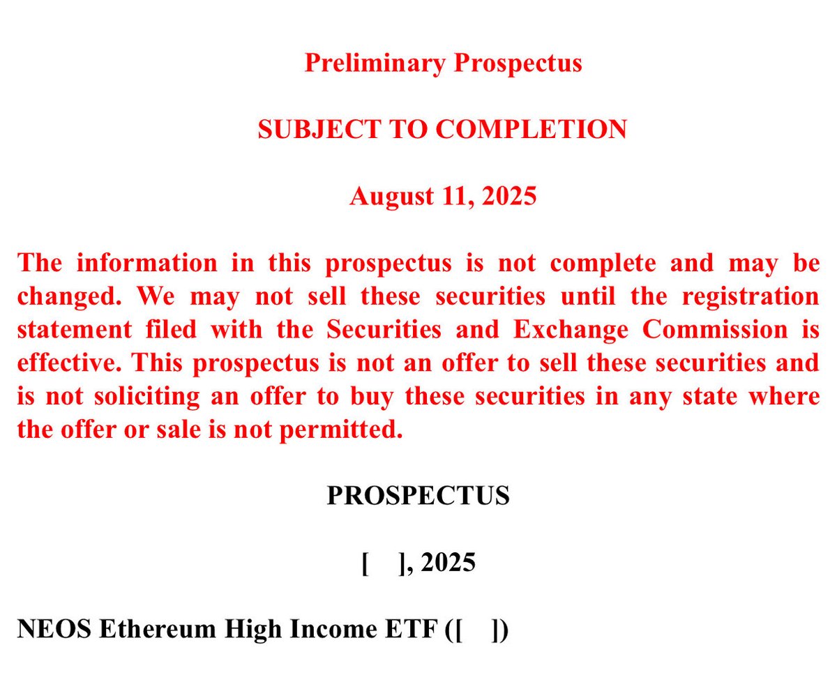 New filing for an ethereum high income ETF. Now that the category is seeing  big boy flows it will get the full ETF treatment. So many activities