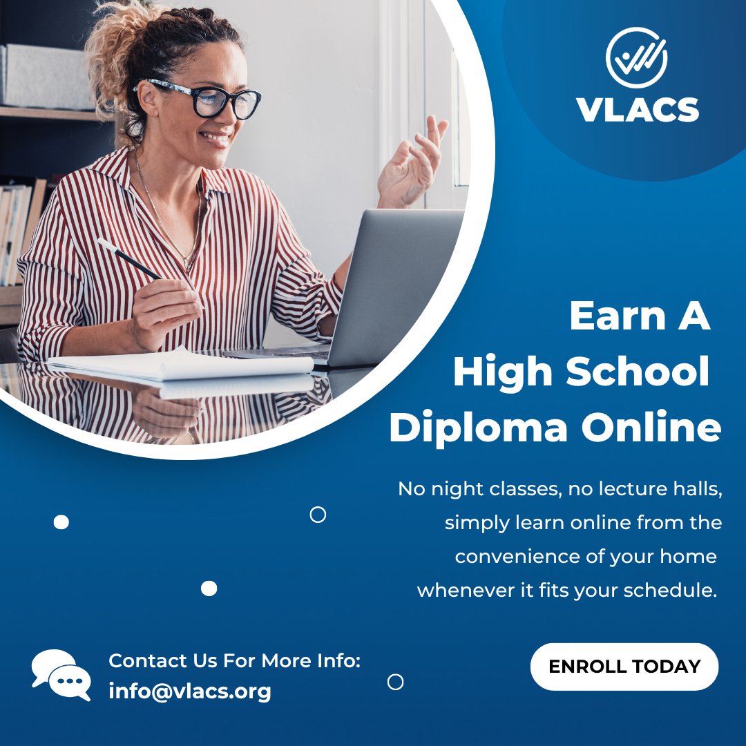 VLACS offers flexible Adult Education with an online curriculum and expert instructor support. Study from anywhere at your own pace.
✅ Earn a high school diploma
✅ Prepare for college or a career
✅ Develop new skills or hobbies
Enroll now: vlacs.org/programs/adult…