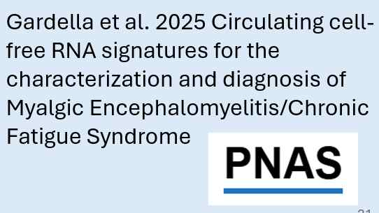 DrMaureenHanson's tweet image. The latest paper from the Cornell ME/CFS Center is in PNAS today. RNA released into the blood differs in cases vs sedentary controls, who can be distinguished at 77% accuracy. Biological network analysis shows dysfunction of the immune system in ME/CFS, as in other assays.