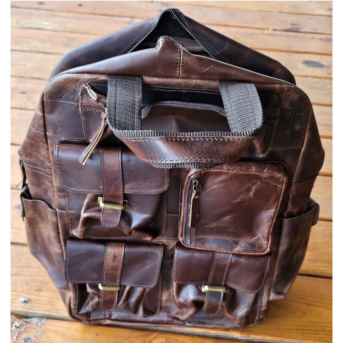 New Distressed brown leather back pack