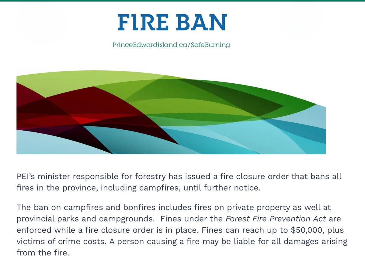 Complete fire ban in effect on PEI.