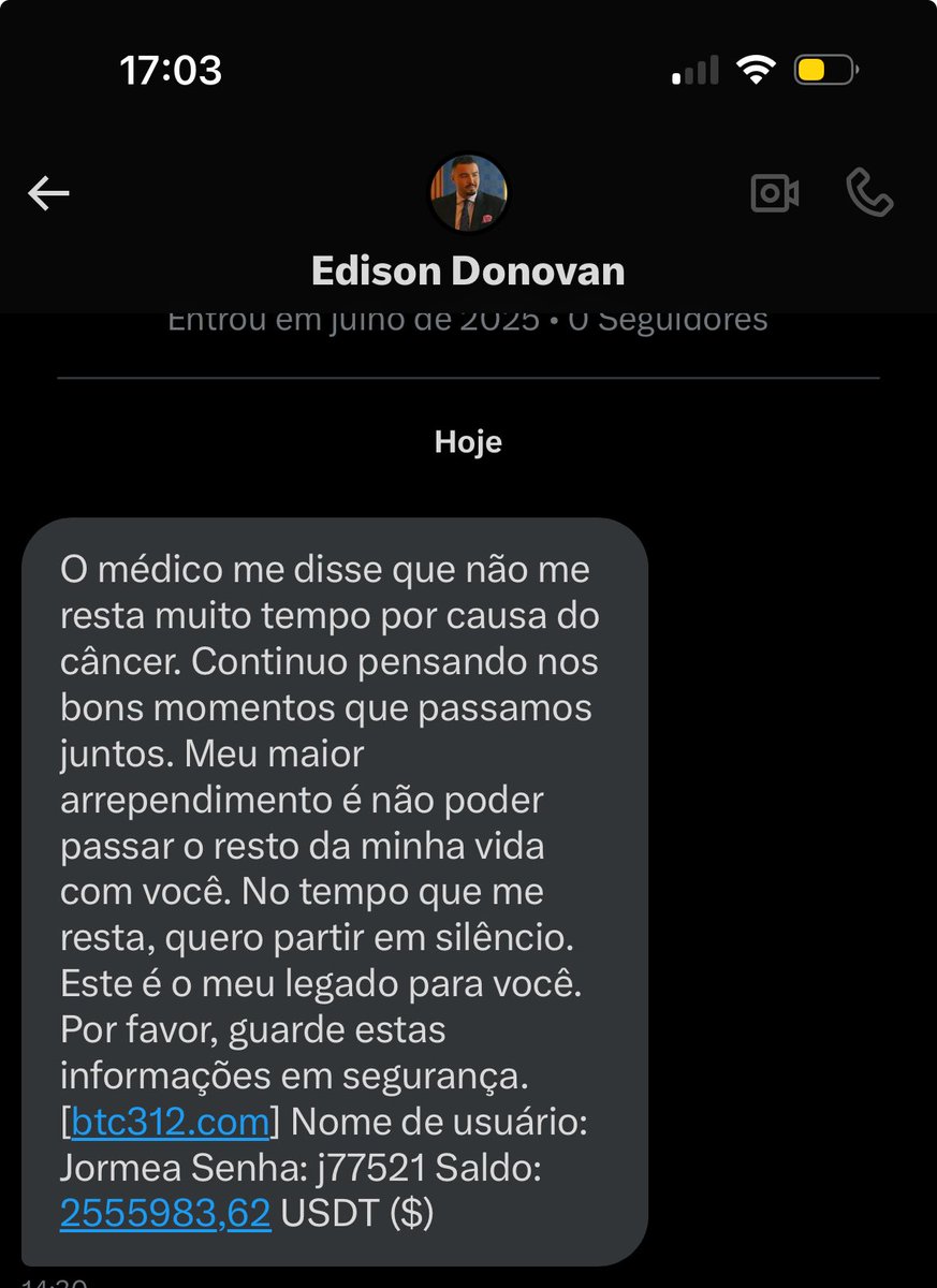 Morrendo com essa mensagem q chegou pra mim