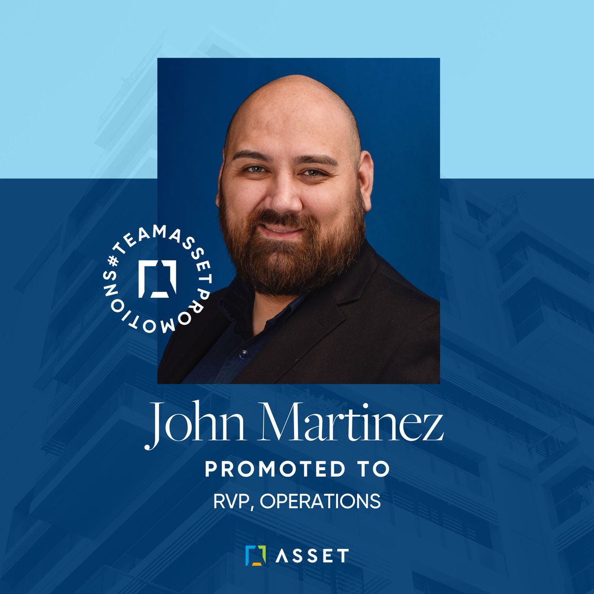 Congrats to #TeamAsset’s John Martinez on becoming RVP in our multi-family operations division! 🎉 

Learn more about his role and career path by clicking the link in bio.

#promotion #newopportunities #propertymanagement