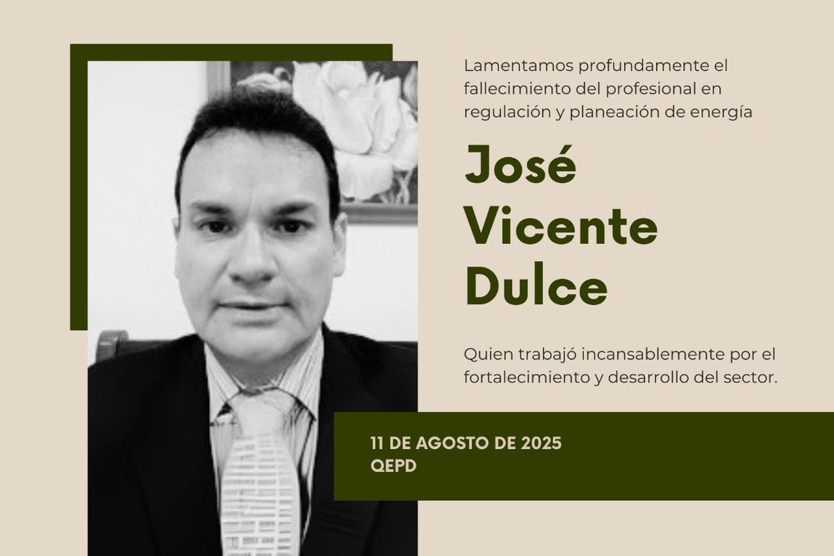 Desde ASOCODIS y sus empresas asociadas con profunda tristeza y dolor le expresamos nuestras condolencias y solidaridad  a la familia, equipo <a href="/EnelColombia/">Enel Colombia</a>, colegas y amigos de nuestro compañero José Vicente Dulce quien falleció el día de hoy.

Gran persona y magnífico