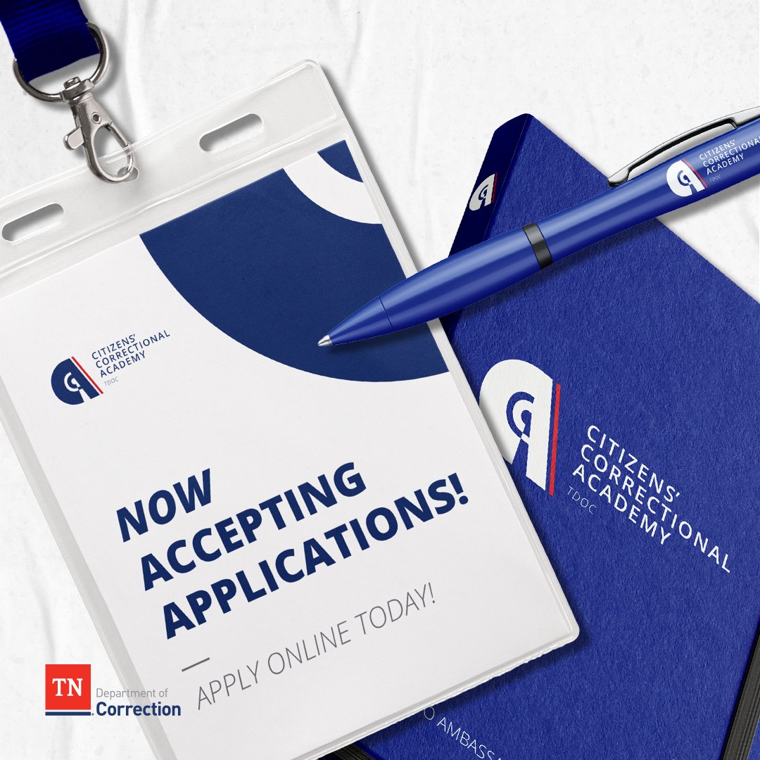 Applications are open for TDOC’s fall 2025 Citizens’ Correctional Academy, where you can tour facilities, meet executive leadership, and learn about programs and initiatives. 
 📅Apply by August 29: tn.gov/content/tn/cor…