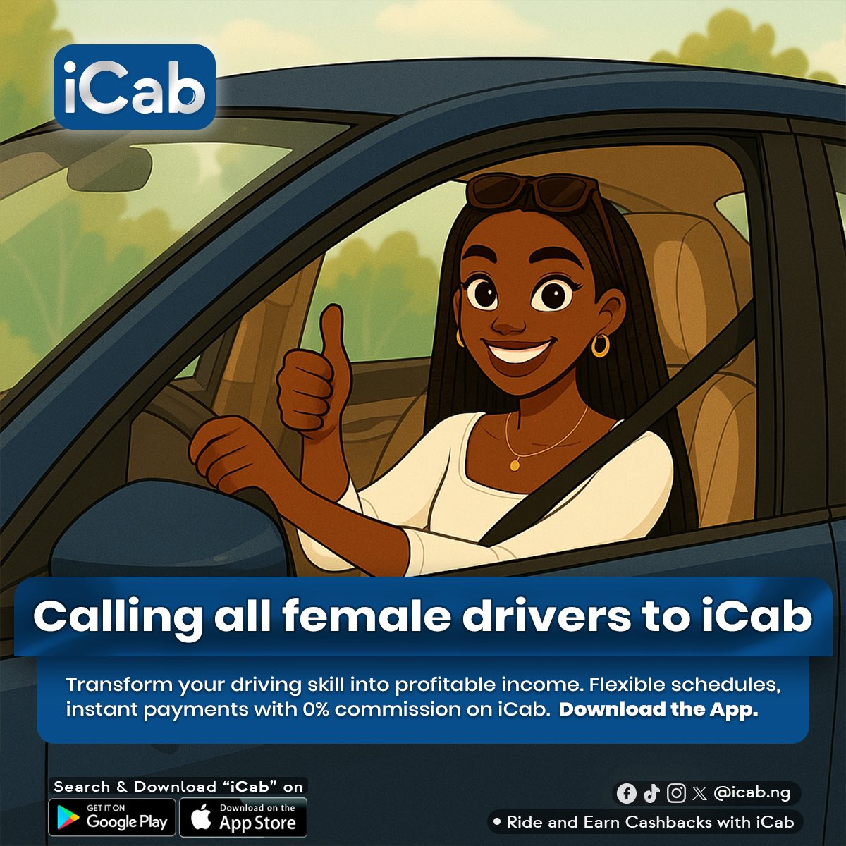 iCab_ng's tweet photo. Are you a female driver? Got a car? Got skills? Got bills? Become an iCab driver and turn your rides into instant cash!

 #DriveWithiCab #LadiesDriveToo #ZeroCommission https://t.co/vzDJVAhvig