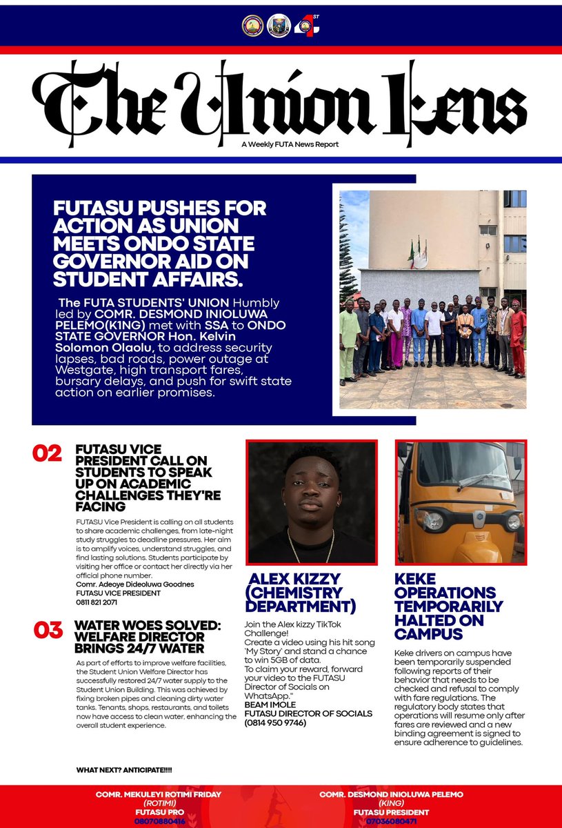 futasugovt's tweet photo. UNION ACTIONS, STUDENT VOICES AND CAMPUS UPDATES
#futaBro #ThisisFUTAMedia #futa_tv #FUTASRC #K1NG_THE_FIRST #FUTA #Nigeria https://t.co/Thp3gW1CAs