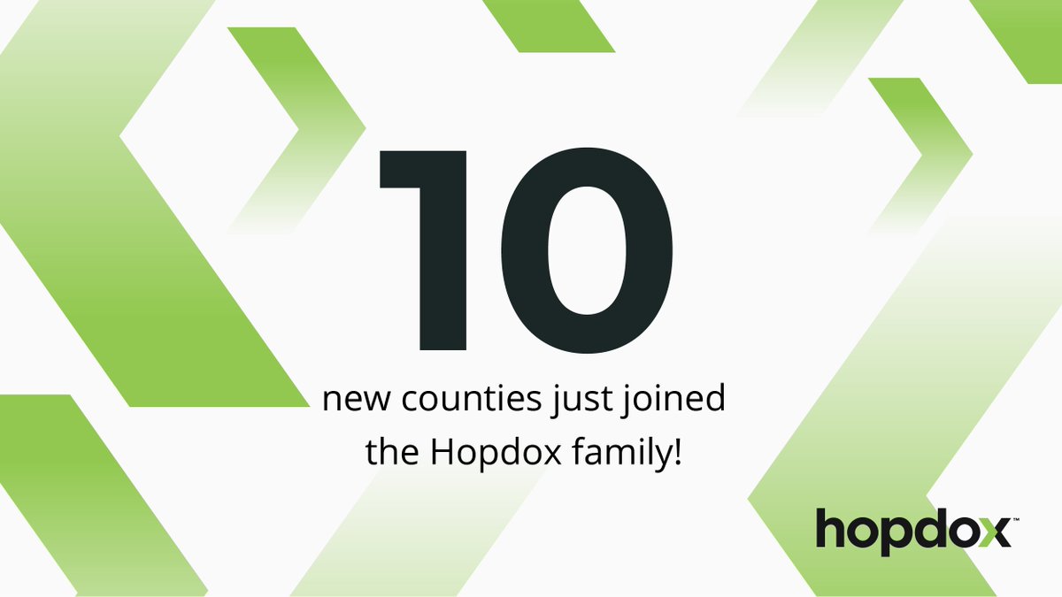 hopdox's tweet image. 10 New Counties added last week to the Hopdox eRecording family! Every week, more counties are going live with Hopdox! Which county do you want to see go live next?

#Hopdox #eRecording #CountyRecorder #TitleIndustry #SimplyBetter