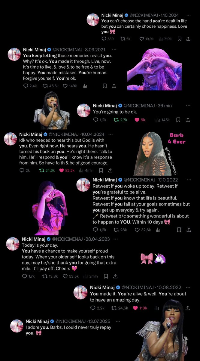 Kornelia | Saw Nicki 8th June 24 🩷 (@closewithnicki) on Twitter photo In case someone has horrible days too… Barbz, I did something 👇🏼🎀 <a href="/NICKIMINAJ/">Nicki Minaj</a> love u forever, we wish we could hug u & hold your hand 🥹💖 In case someone has horrible days too… Barbz, I did something 👇🏼🎀 <a href="/NICKIMINAJ/">Nicki Minaj</a> love u forever, we wish we could hug u & hold your hand 🥹💖