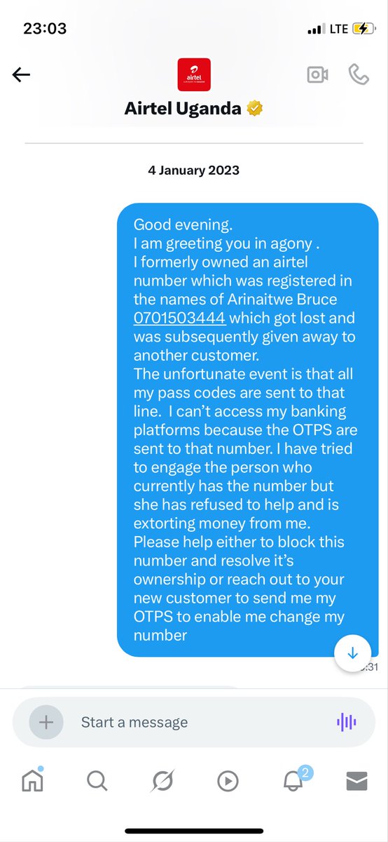 GeneralTumor's tweet photo. I begged @Airtel_Ug until I had to forego my money on PayPal and other banking apps where my former number was registered. https://t.co/NG44zziUlo