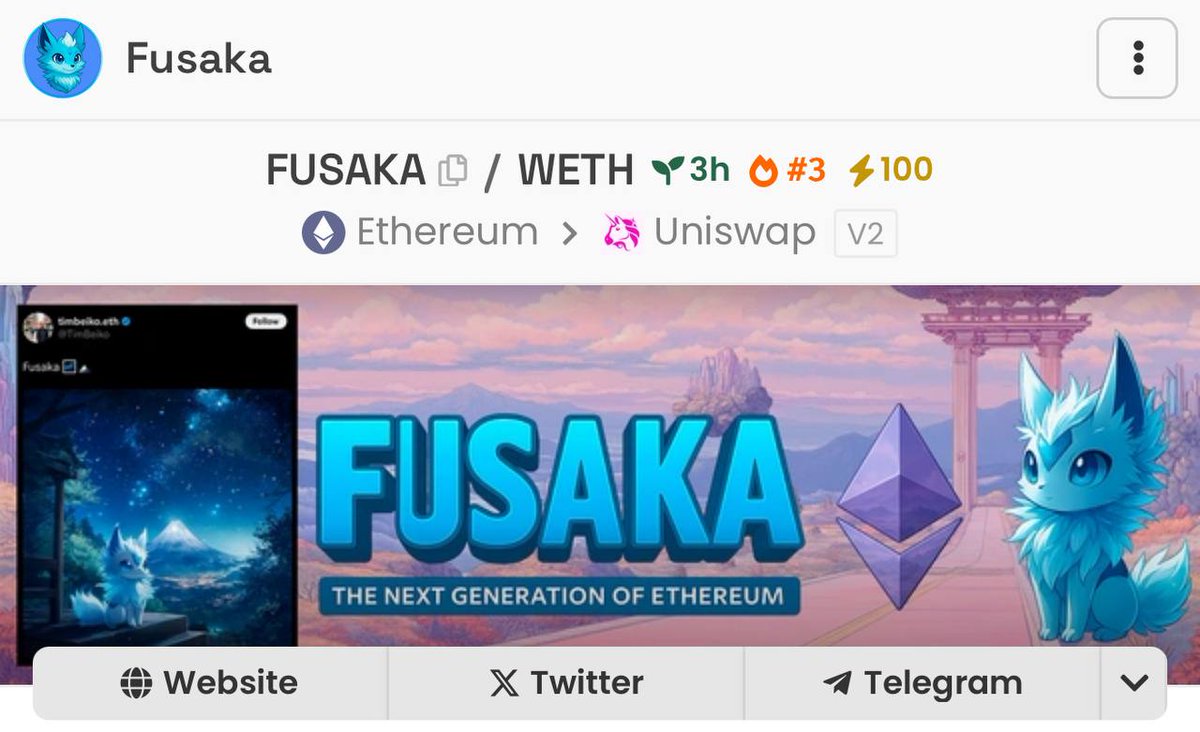 ENTERED TOP 3 HOT🔥 $FUSAKA

dexscreener.com/ethereum/0x887…

GET READY AND KEEP SUPPORTING. Smash up reactions on Dexs
