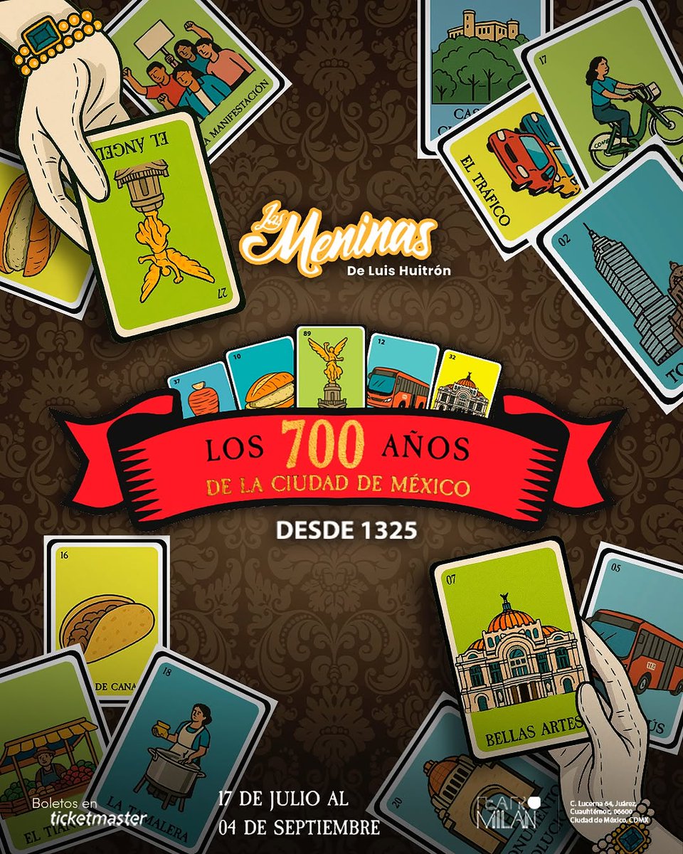 ¡Ven a festejar los 700 años de la Ciudad de México con #LasMeninas! 🇲🇽

📆 Jueves 8:45 p.m.
🎭 Teatro Milán
🎟 Taquilla y bit.ly/3BE7Wmc