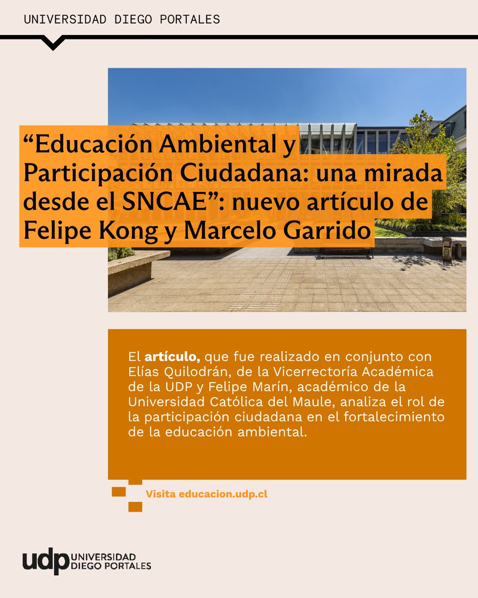 Felipe Kong, académico de Educación UDP y Marcelo Garrido, director de Pedagogía en Educación Básica UDP, publicaron nuevo artículo en revista del <a href="/MMAChile/">Ministerio del Medio Ambiente</a> 👏🏼👏🏼👏🏼

Revisa el artículo completo aquí: qrcd.org/94Gc