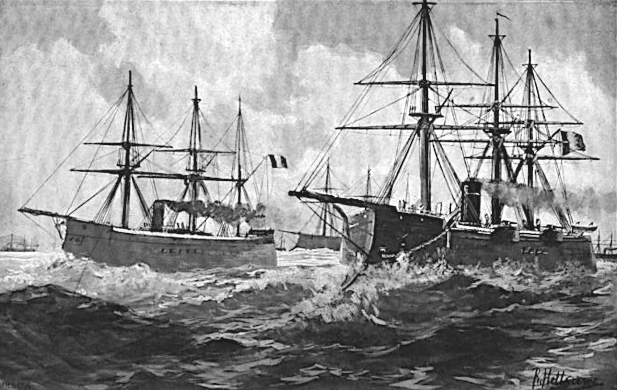 Le 15 août 1870, le vice-amiral Martin FOURICHON commandant en chef les forces navales proclame depuis la frégate cuirassée LA SURVEILLANTE le blocus de la Baltique par les forces navales françaises.
Ce blocus durera 3 mois, il s'avéra peu efficient.