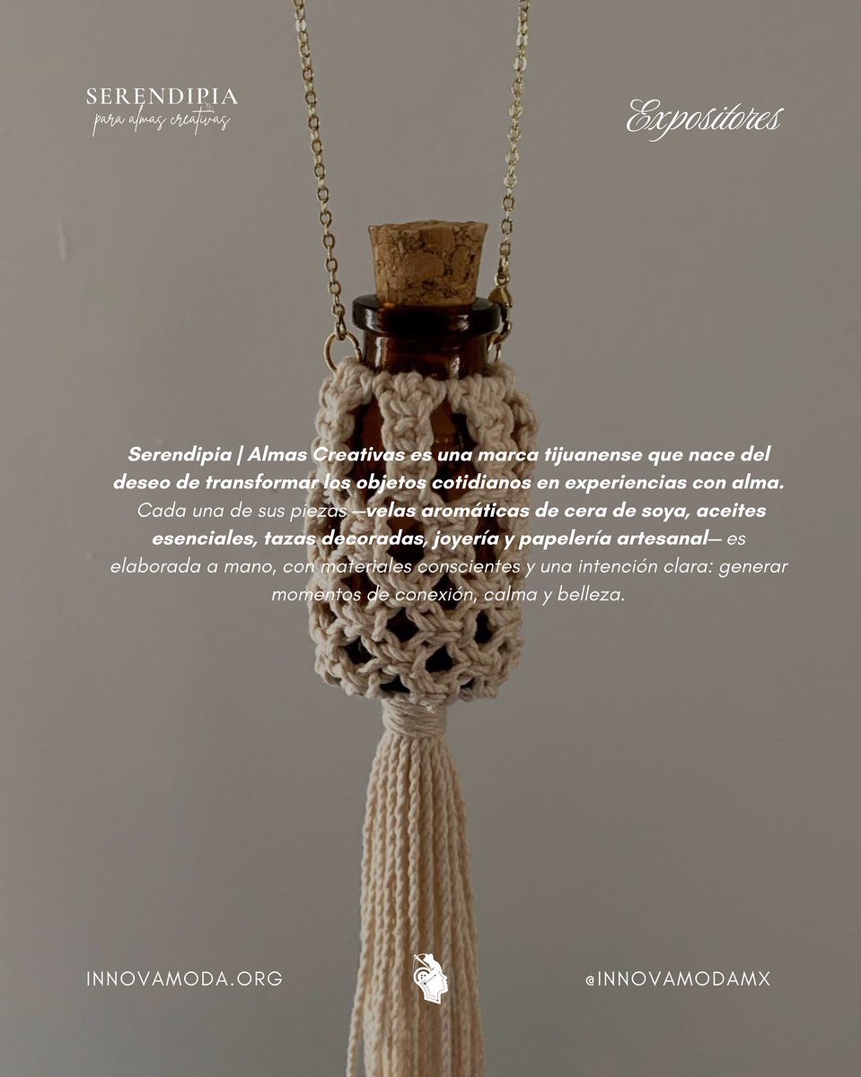 TjInnovadora's tweet image. 🕯️En #InnovaModa2025 recibimos a Serendipia | Almas Creativas, marca tijuanense que cambia lo cotidiano en arte sensorial y emocional a través de productos hechos a mano

¡Ya viene @InnovaModa_Mx!

📅17/Agosto
📍Hotel Castillos del Mar
🎟️ÚLTIMOS BOLETOS⤵️
eventbrite.com/e/innovamoda-c…
