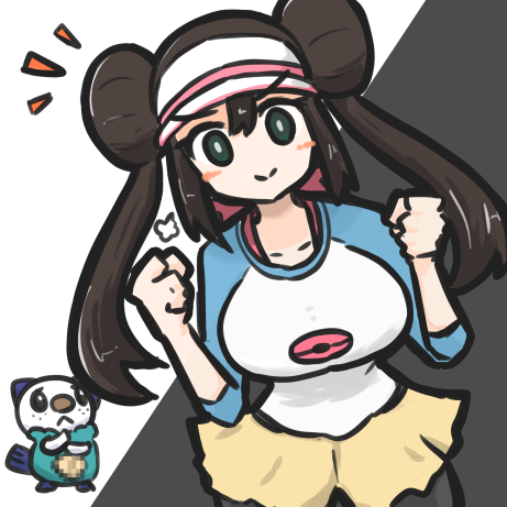 ミジュマル ,メイ(ポケモントレーナー) 「本日もご視聴頂きありがとうございました! しばらくぶりでしたがちゃんとレベル上げ」|はとつかいのイラスト