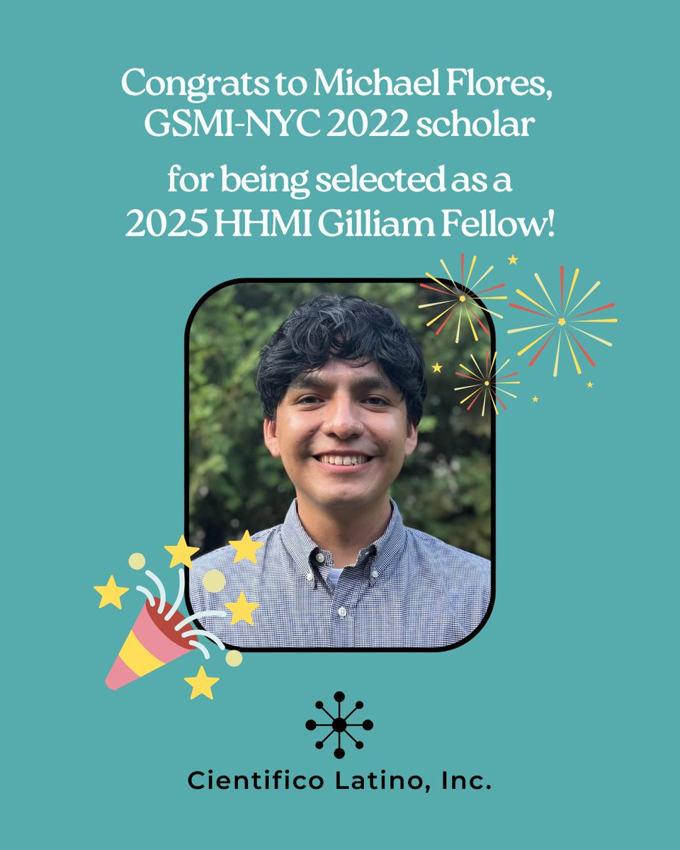🎉 Big congratulations to GSMI-NYC 2022 scholar, Michael Flores, on being awarded the prestigious HHMI Gilliam Fellowship! 🌟 We are so proud of you leading the way for the next generation of scientists!