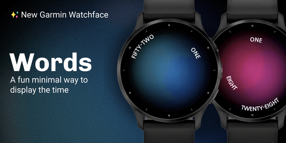 Happy to announce the release of 'Words'. A minimal Garmin watchface where the time is written out like an analog clock. Enjoy! #garmin #garminconnectiq #connectiq #watchface #smartwatch apps.garmin.com/en-US/apps/85d…
