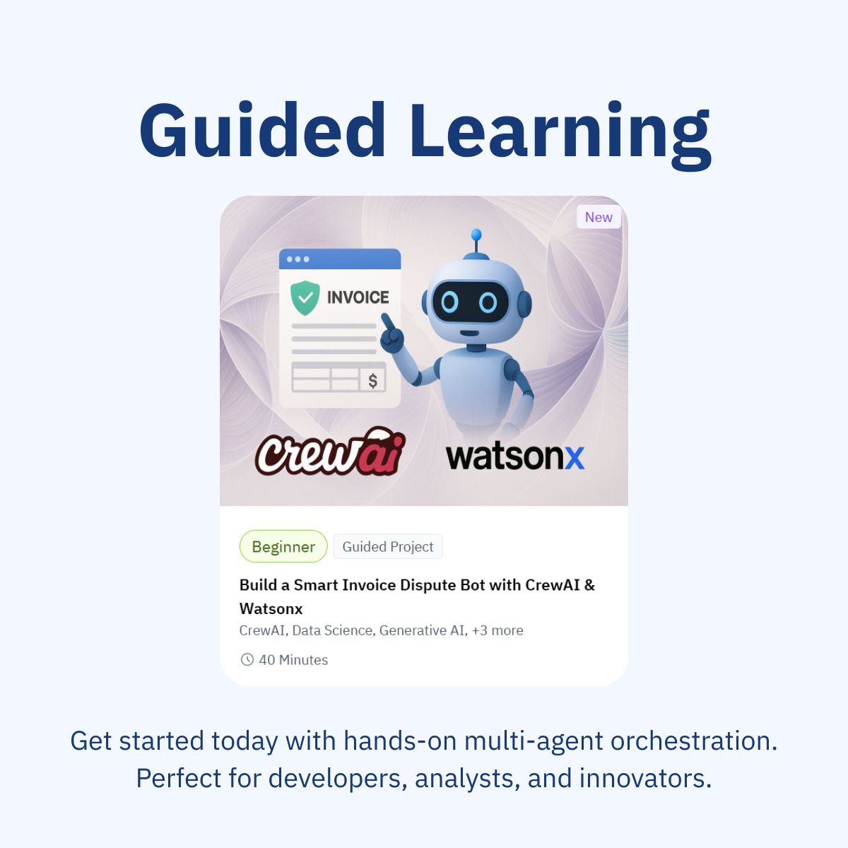 CognitiveClass's tweet image. Build Your Own Smart Invoice Dispute Bot in 40 Minutes

Automate billing dispute resolution with CrewAI and IBM Watsonx. Learn to design multi-agent AI systems that detect anomalies, validate data, and generate professional responses. No prior AI experience required, just follow…