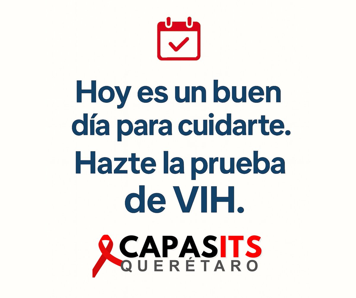 CapasitsQRO's tweet photo. 🕒 Aún estás a tiempo ⏳
Hoy mismo puedes hacerte la prueba de #VIH en CAPASITS Querétaro.
✅ Gratis
✅ Confidencial
✅ Resultados en menos de 30 min
✅ Sin cita
💬 Cuidarte hoy es un acto de amor propio.
#HazteLaPrueba #CeroDiscriminación https://t.co/zRs6ICdf7A