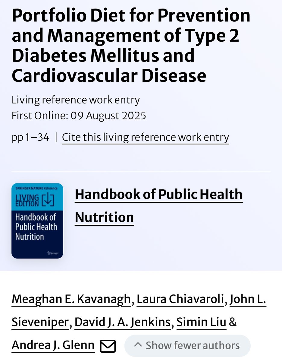 Andrea J. Glenn, PhD, RD (@andreaglennrd) on Twitter photo Our book chapter is now out! In this chapter, we cover the evidence for the portfolio diet and CVD & T2D in RCTs and cohorts. Thank you to <a href="/MeaghanKavanag1/">Meaghan Kavanagh MSc PhD</a> for leading this one!
Full text: link.springer.com/rwe/10.1007/97… Our book chapter is now out! In this chapter, we cover the evidence for the portfolio diet and CVD & T2D in RCTs and cohorts. Thank you to <a href="/MeaghanKavanag1/">Meaghan Kavanagh MSc PhD</a> for leading this one!
Full text: link.springer.com/rwe/10.1007/97…