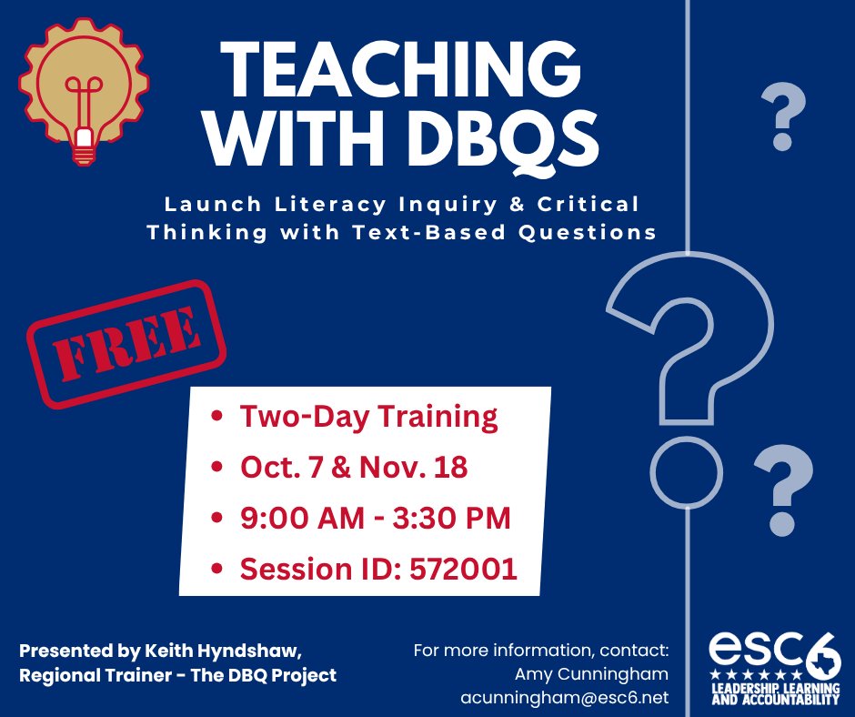 Upcoming Event: Teaching with DBQs - escweb.net/tx_esc_06/cata…