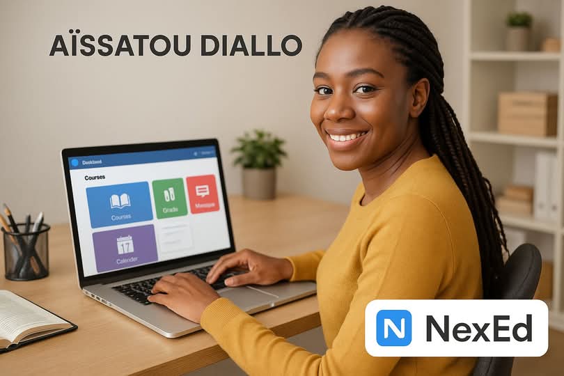 NexEd2025's tweet photo. Avant NexEd, il fallait attendre que le professeur distribue les photocopies. Maintenant, je peux télécharger mes cours dès qu’ils sont prêts.  – Aïssatou Diallo, élève en Terminale – Lycée Donka

#NexEd #EcoleConnectée #Eleves #Guinée #ApprentissageNumériqu https://t.co/apKEDOwcBB