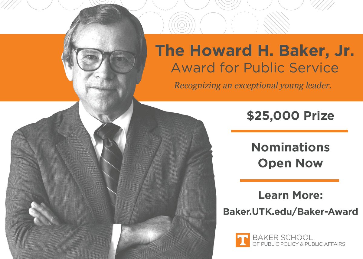 You Might Be Right Podcast (@ymbrpodcast) on Twitter photo #ICYMI: <a href="/UTBakerSchool/">Baker School of Public Policy and Public Affairs</a> recently introduced the Howard H. Baker Jr. Award for Public Service in honor of Senator Howard H. Baker Jr.’s enduring legacy.
This prestigious award will recognize an exceptional young leader who exemplifies a commitment to and track record of public #ICYMI: <a href="/UTBakerSchool/">Baker School of Public Policy and Public Affairs</a> recently introduced the Howard H. Baker Jr. Award for Public Service in honor of Senator Howard H. Baker Jr.’s enduring legacy.
This prestigious award will recognize an exceptional young leader who exemplifies a commitment to and track record of public