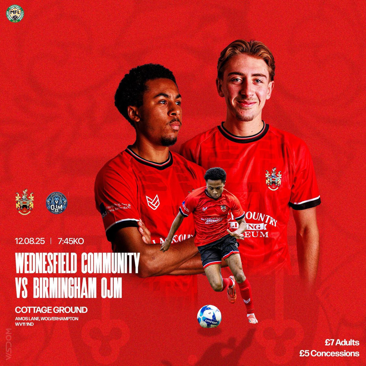 We’re back in action tomorrow night under the lights as we play <a href="/BirminghamOJM/">Birmingham OJM</a> at home. 

🏟️ The Cottage Ground 
📍 WV11 1ND 
⏰ 745pm Kick Off 
🏆 MFL Division One 
💳£7 Adults/ £5 Concessions

#wennyaywe