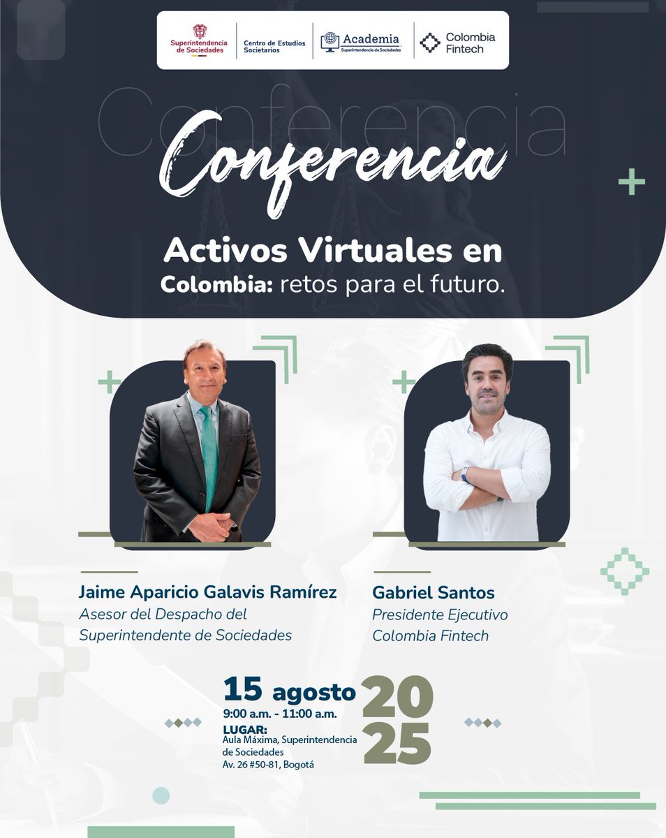 #AcademiaSupersociedades 🚀 | Conferencia: Activos Virtuales en Colombia – retos para el futuro.

📺  youtube.com/live/kfTyp_1SA…

<a href="/colombiafintech/">Colombia Fintech</a>
