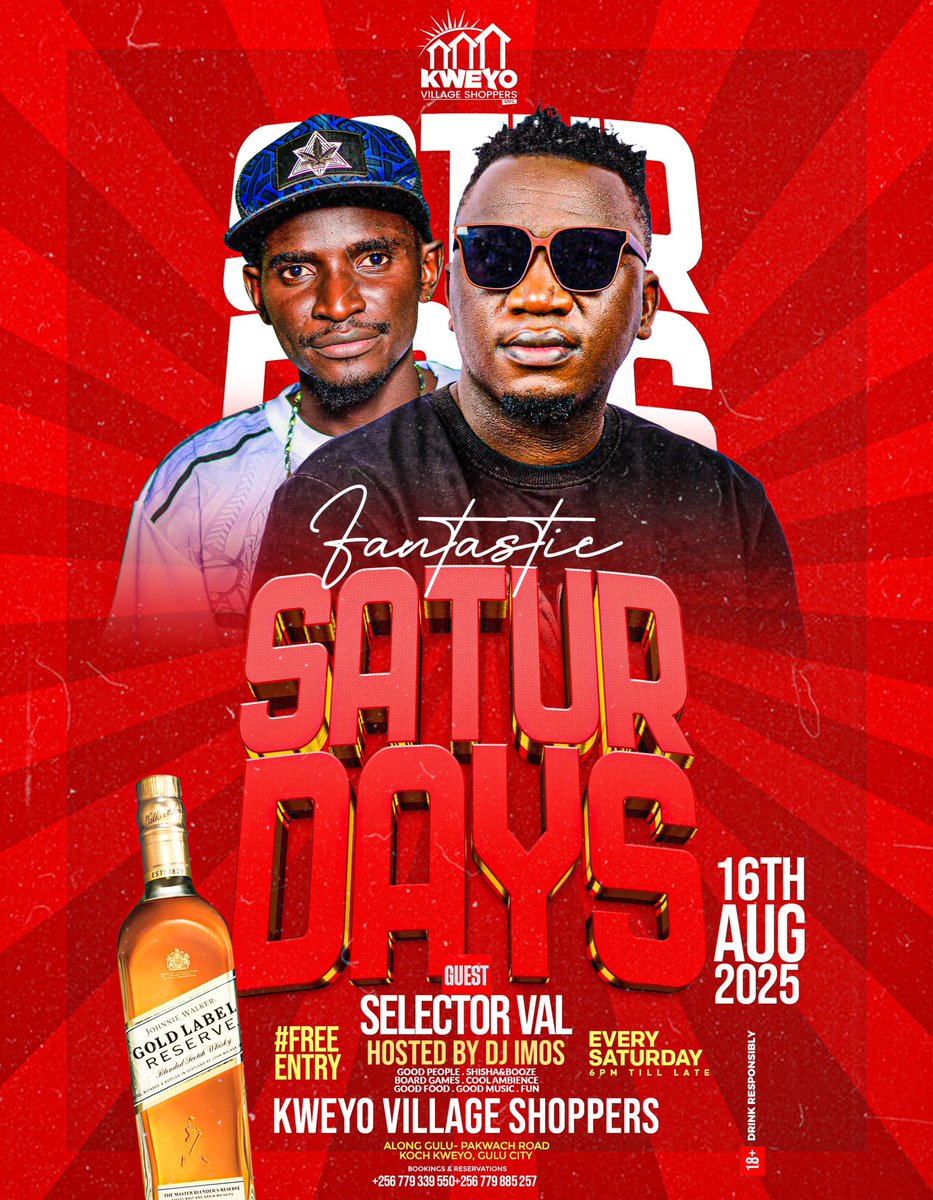 Selector Val makes a huge return to Kweyo Village Shoppers this Saturday together with Dj Imos bringing the unmatched energies. 

Time to tag your crew along. 0779 339 550