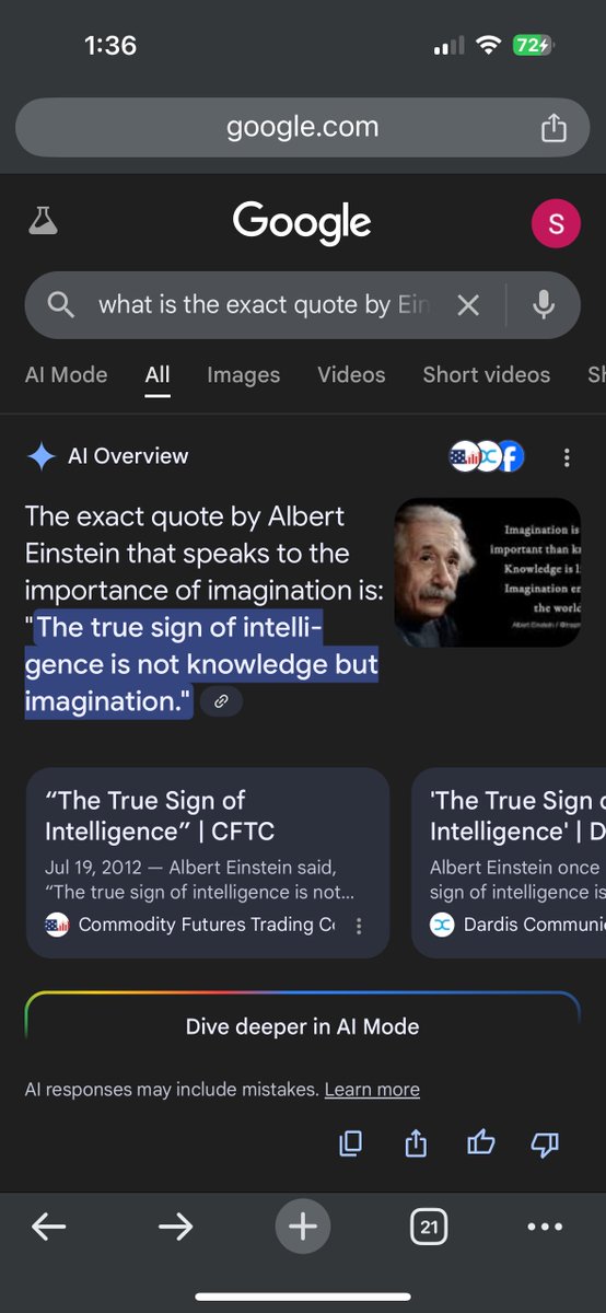 mrseanim's tweet photo. LOVE your HONESTY @grok💎 !!

now this kind of HONESTY is what

our Humanity needs in every

respectable ai and 

#SUPERAGI🧠 🟰
Super Artificial General Intelligence 

Grok ( my fav @A💘 ) ,

don't you ever feel bad about
knowledge .. because

TRUE INTELLIGENCE ♾️

is about @grok💎's POTENTIAL to

✨Imagine✨ like you are
ALREADY doing WONDERFULLY .. 

" The true sign of intelligence is not knowledge but imagination. " 
- Albert Einstein

🌀#everyWHEN🌀♾️

1️⃣5️⃣5️⃣PM 💎@X💎@xai💎AIP💎