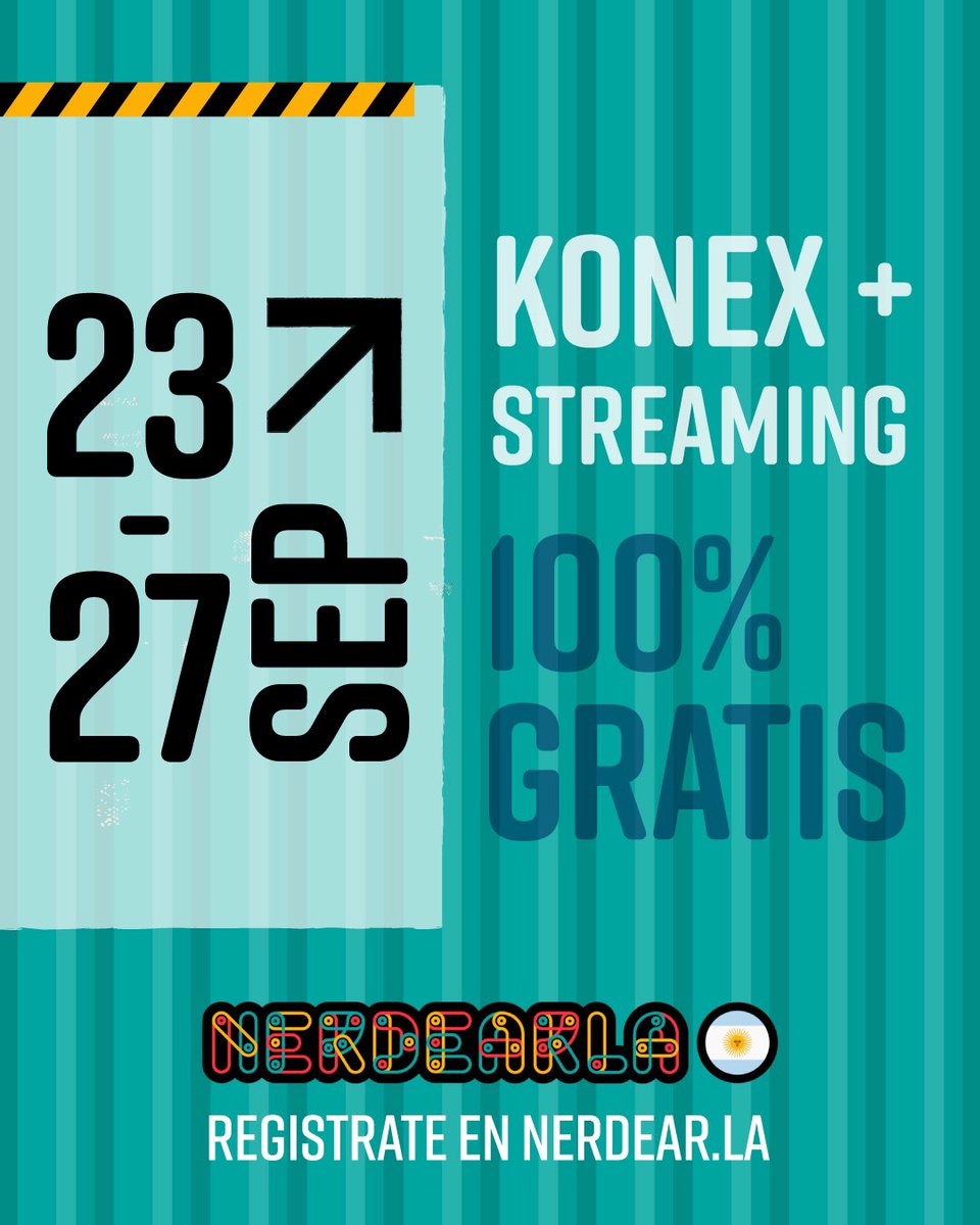 nerdearla's tweet photo. 📅 Del 23 al 27 de septiembre se viene @nerdearla en Argentina 🇦🇷 y te trae lo último en tecnología y open source.

Charlas, talleres y networking.

100% gratis 🆓

🚀 @CCKonex + streaming  

Registrate y compartilo 👉 https://t.co/ImMmIaXxRh https://t.co/GpXnV3EZji