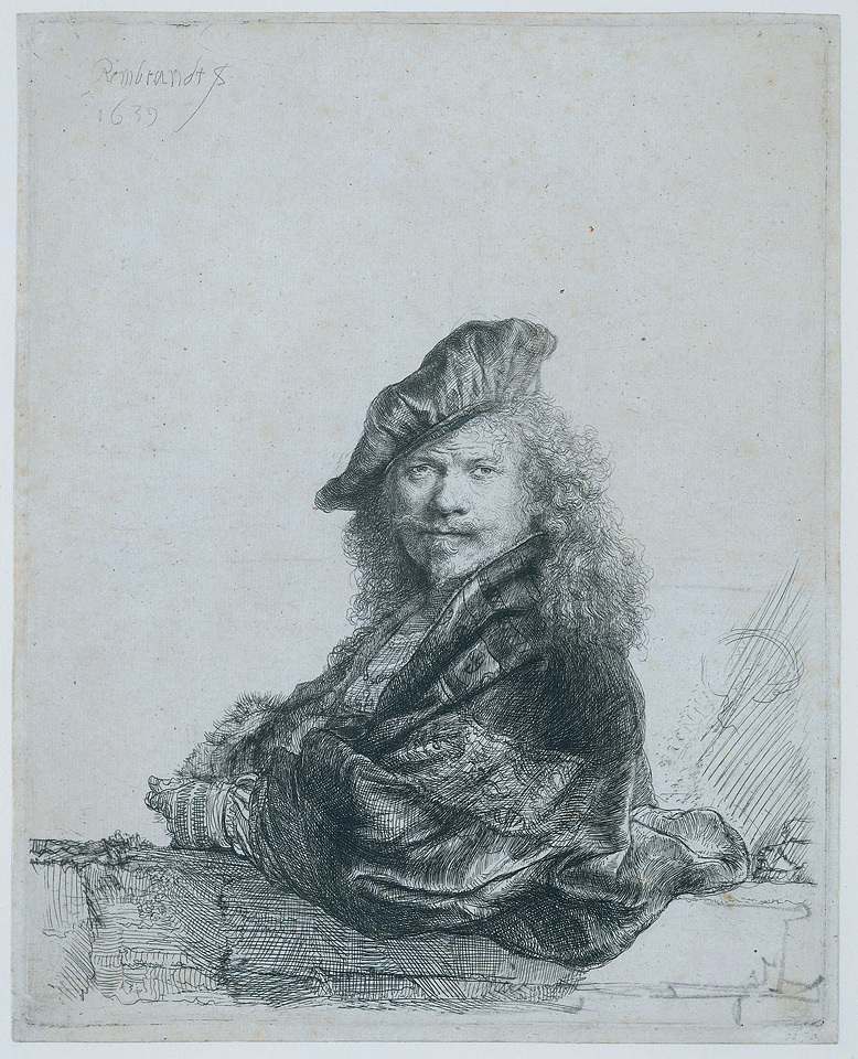 artistrembrandt's tweet image. Self-portrait leaning on a stone sill #artbots #rembrandt