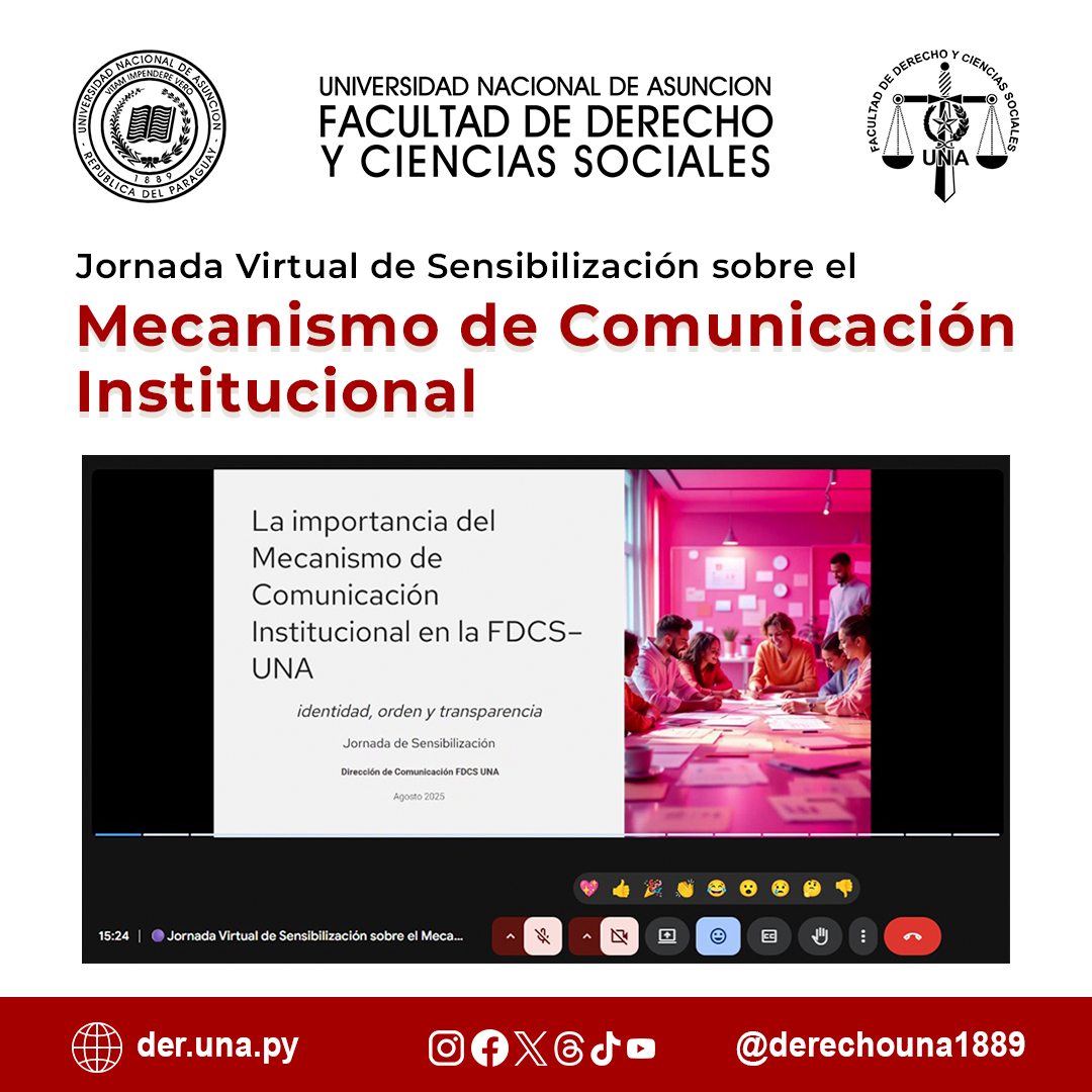 derechouna1889's tweet photo. Hoy se realizó la Jornada Virtual de Sensibilización sobre el Mecanismo de Comunicación Institucional, con Jazmín Ibarrola Zárate y Luis Giménez Sandoval.

Fortalecemos transparencia, participación y cultura institucional en la #FDCSUNA🤝

#DerechoUNA #SomosDeLaUNA https://t.co/WsasizDF04