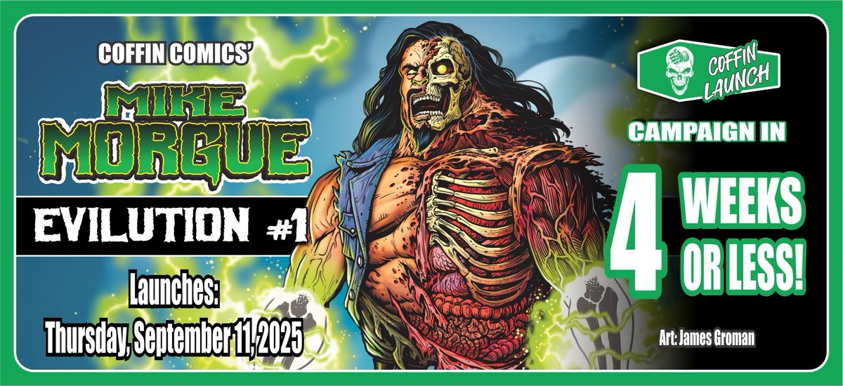 thecoffincomics's tweet image. Prepare yourselves for the highly anticipated launch of Mike Morgue: Evilution #1! This groundbreaking release will feature stunning cover art created by renowned Creature Toy Designer, James Groman. 

Only on buff.ly/2OYJ45V

#comics #comicsart #newstory #mikemorgue
