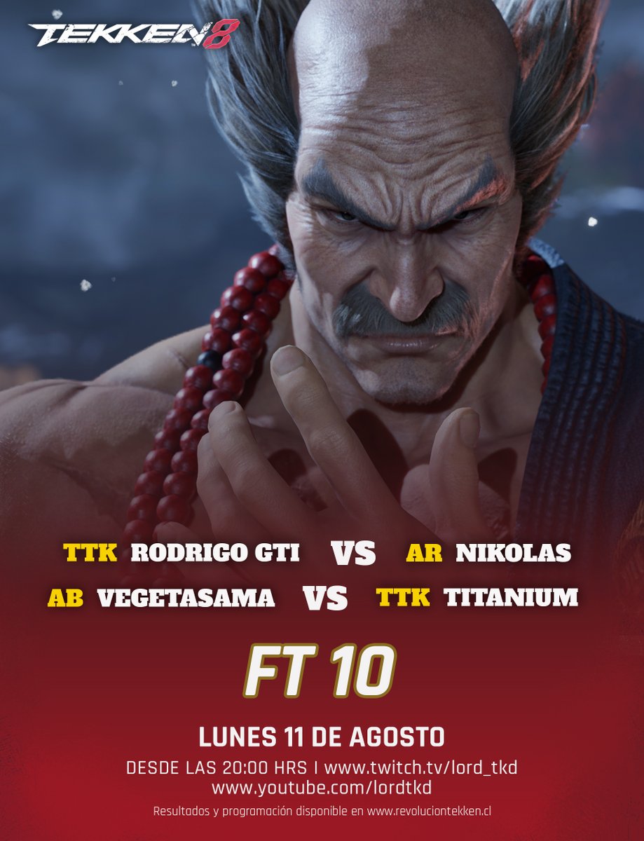 Lord TKD (@lord_tkd) on Twitter photo Hoy lunes vamos con estos FT10 ๐ฅ
๐น TTK Rodrigo GTI vs AR Nikolas
๐น AB Vegetasama vs TTK Titanium
๐ฆ๐ท ๐ง๐ท ๐บ๐พ ๐ต๐พ: 21:00 hrs
๐จ๐ฑ ๐ง๐ด ๐ป๐ช ๐ฉ๐ด: 20:00 hrs
๐ต๐ช ๐ช๐จ ๐จ๐ด: 19:00 hrs
๐ฒ๐ฝ ๐ฌ๐น ๐ณ๐ฎ: 18:00 hrs
๐ช๐ธ: 02:00 hrs
๐ต twitch.tv/lord_tkd
๐ด youtube.com/lordtkd
Los esperoโ๏ธ Hoy lunes vamos con estos FT10 ๐ฅ
๐น TTK Rodrigo GTI vs AR Nikolas
๐น AB Vegetasama vs TTK Titanium
๐ฆ๐ท ๐ง๐ท ๐บ๐พ ๐ต๐พ: 21:00 hrs
๐จ๐ฑ ๐ง๐ด ๐ป๐ช ๐ฉ๐ด: 20:00 hrs
๐ต๐ช ๐ช๐จ ๐จ๐ด: 19:00 hrs
๐ฒ๐ฝ ๐ฌ๐น ๐ณ๐ฎ: 18:00 hrs
๐ช๐ธ: 02:00 hrs
๐ต twitch.tv/lord_tkd
๐ด youtube.com/lordtkd
Los esperoโ๏ธ
